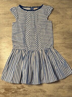 Gymboree Nautical Blue and White Striped Cotton Drop-Waist Dress Size 6 Years